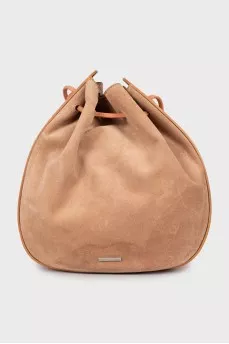 Leather drawstring bag