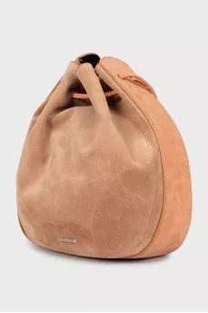 Leather drawstring bag