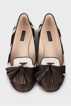 Two-tone textile ballet shoes