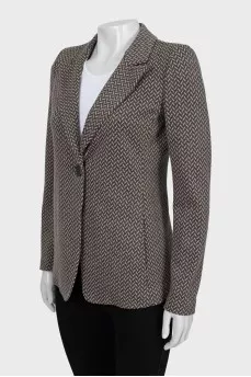 Fitted jacket in geometric print