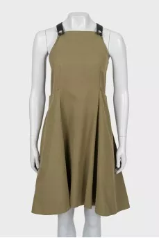 Green sundress with leather straps
