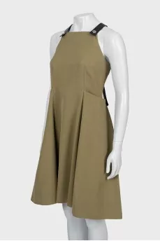 Green sundress with leather straps