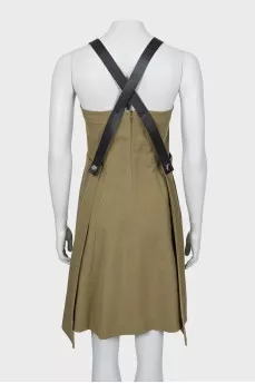 Green sundress with leather straps