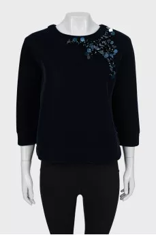Velor sweater with decor