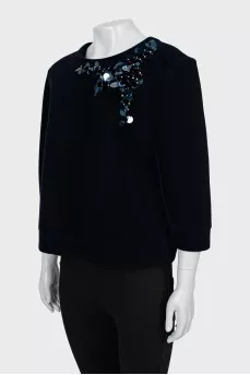Velor sweater with decor