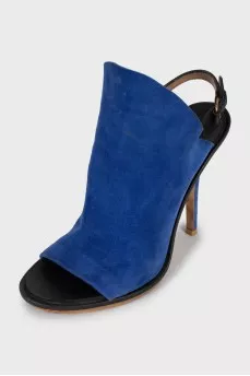 Blue suede stiletto sandals