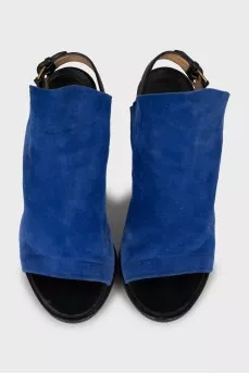 Blue suede stiletto sandals