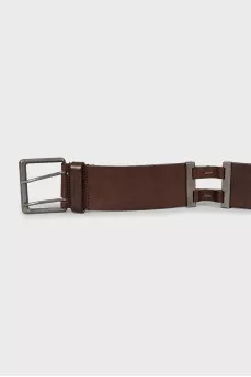Wide brown leather belt