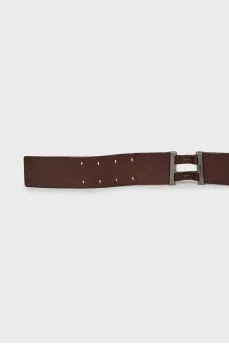 Wide brown leather belt