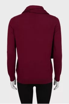 Wool sweater with tie