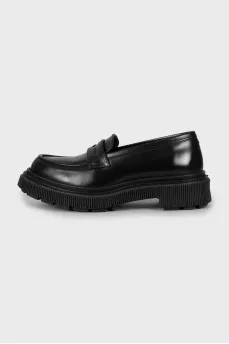 Leather loafers with textured sole