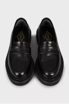 Leather loafers with textured sole