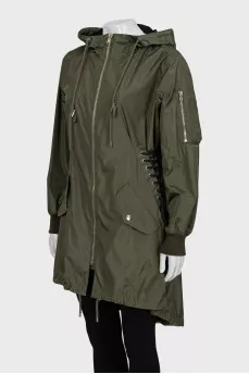Dark green A-line raincoat