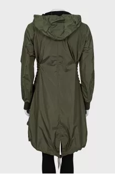 Dark green A-line raincoat