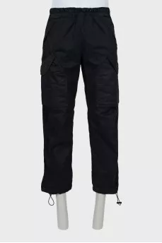 Men's black trousers with drawstrings