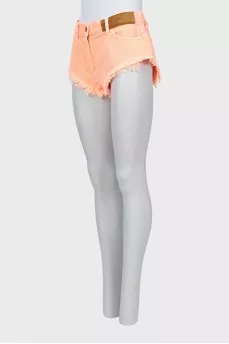 Raw hem mini denim shorts