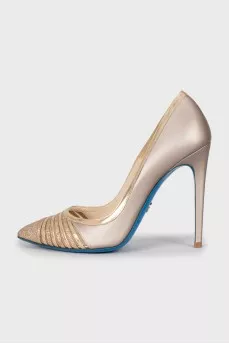 Gold glitter shoes
