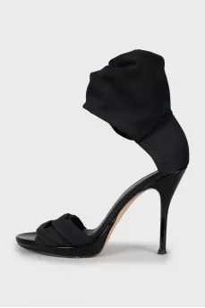 Leather and textile sandals