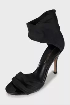 Leather and textile sandals