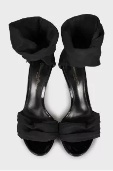 Leather and textile sandals