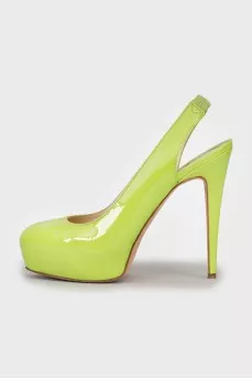 Green patent leather shoes