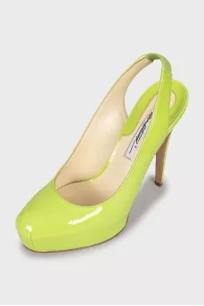 Green patent leather shoes