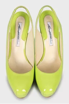 Green patent leather shoes