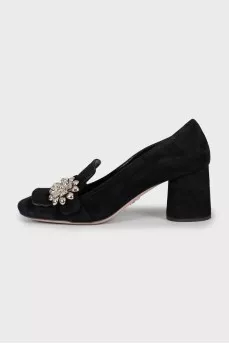 Suede shoes with silver decor