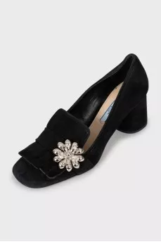 Suede shoes with silver decor