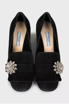 Suede shoes with silver decor