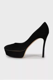 Suede black stilettos