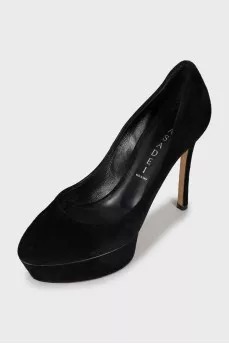 Suede black stilettos