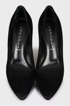 Suede black stilettos