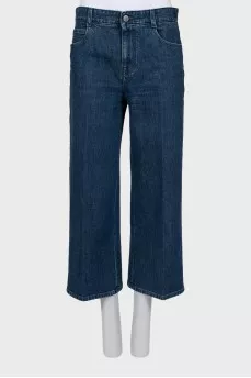 Denim culottes with stripes