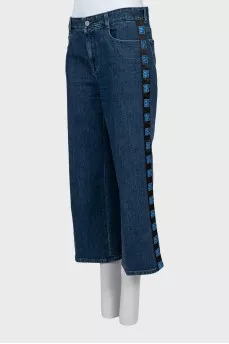 Denim culottes with stripes
