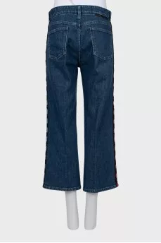 Denim culottes with stripes