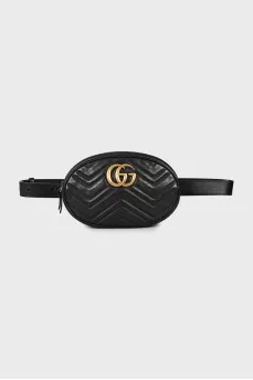 Поясна сумка Black Matelassé Leather GG Marmont