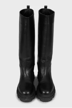 Leather boots with chunky soles