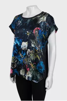Silk T-shirt in a bright print
