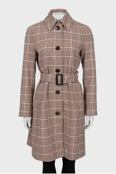 Fitted coat in check print