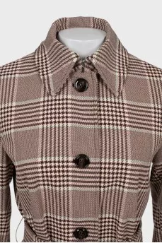 Fitted coat in check print