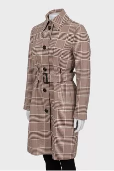 Fitted coat in check print