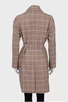 Fitted coat in check print