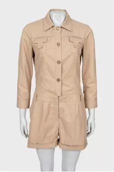 Beige jumpsuit with 3/4 sleeves