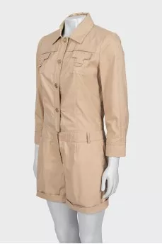 Beige jumpsuit with 3/4 sleeves