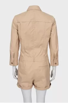 Beige jumpsuit with 3/4 sleeves