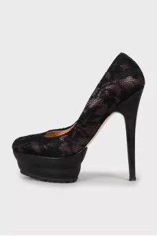 Shoes decorated with lace