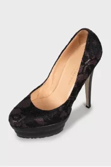 Shoes decorated with lace