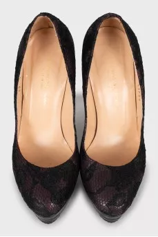 Shoes decorated with lace