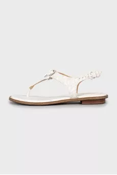 Sandals made of eco-leather in a signature print